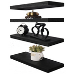 Set Of 4 Wood Floating Shelves (Black)