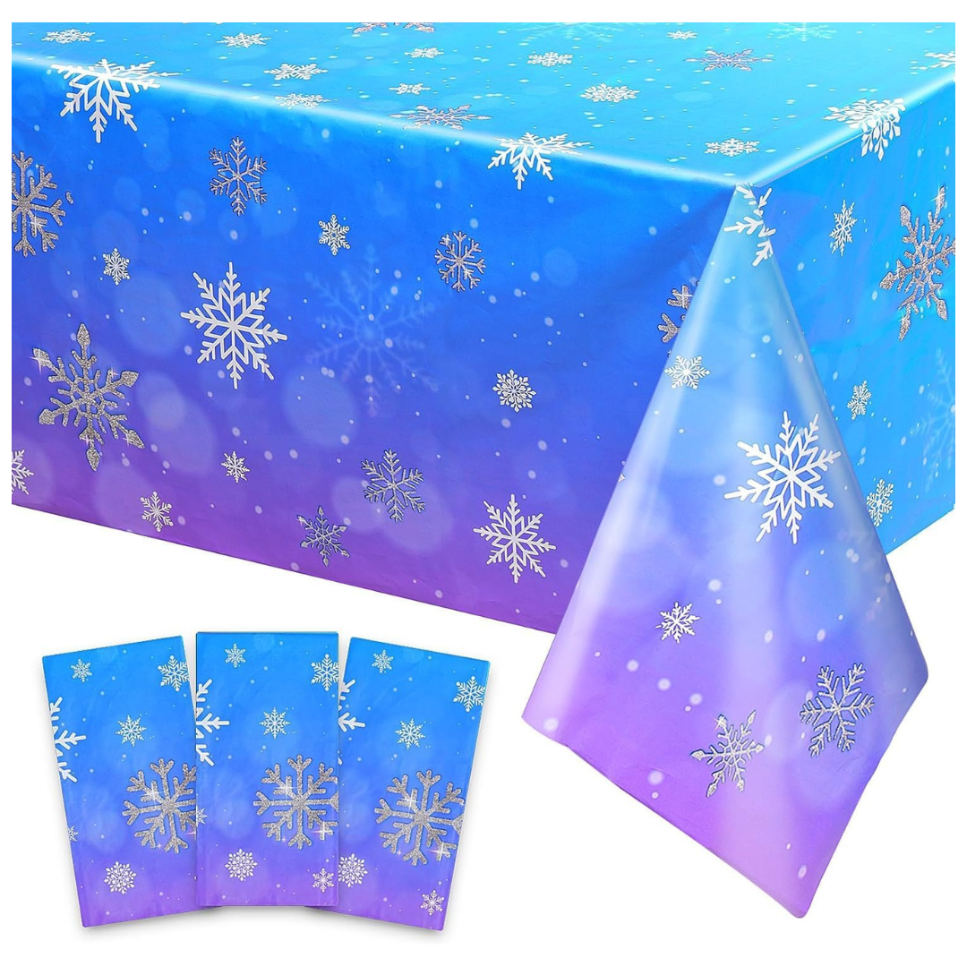 3-Pack Snowflake Plastic Tablecloth