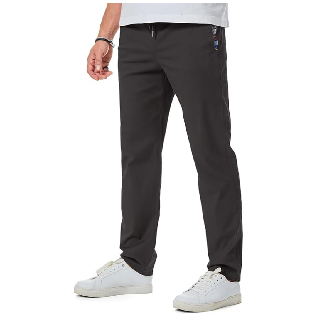 Men's Drawstring Stretch Waist Relaxed Fit Carbon Grey Pants