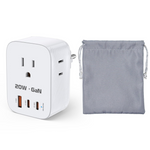 6 In 1 20W Type E/F International Plug Adapter With 3 USB Ports And 3 AC Outlets