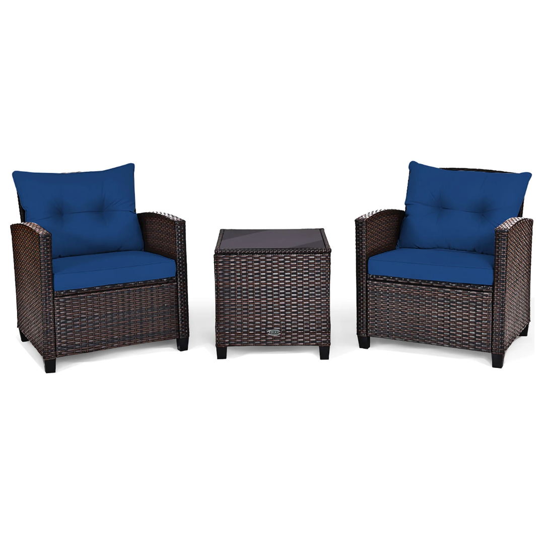 Costway 3-Piece Patio Rattan Furniture Set With Table (5 Colors)
