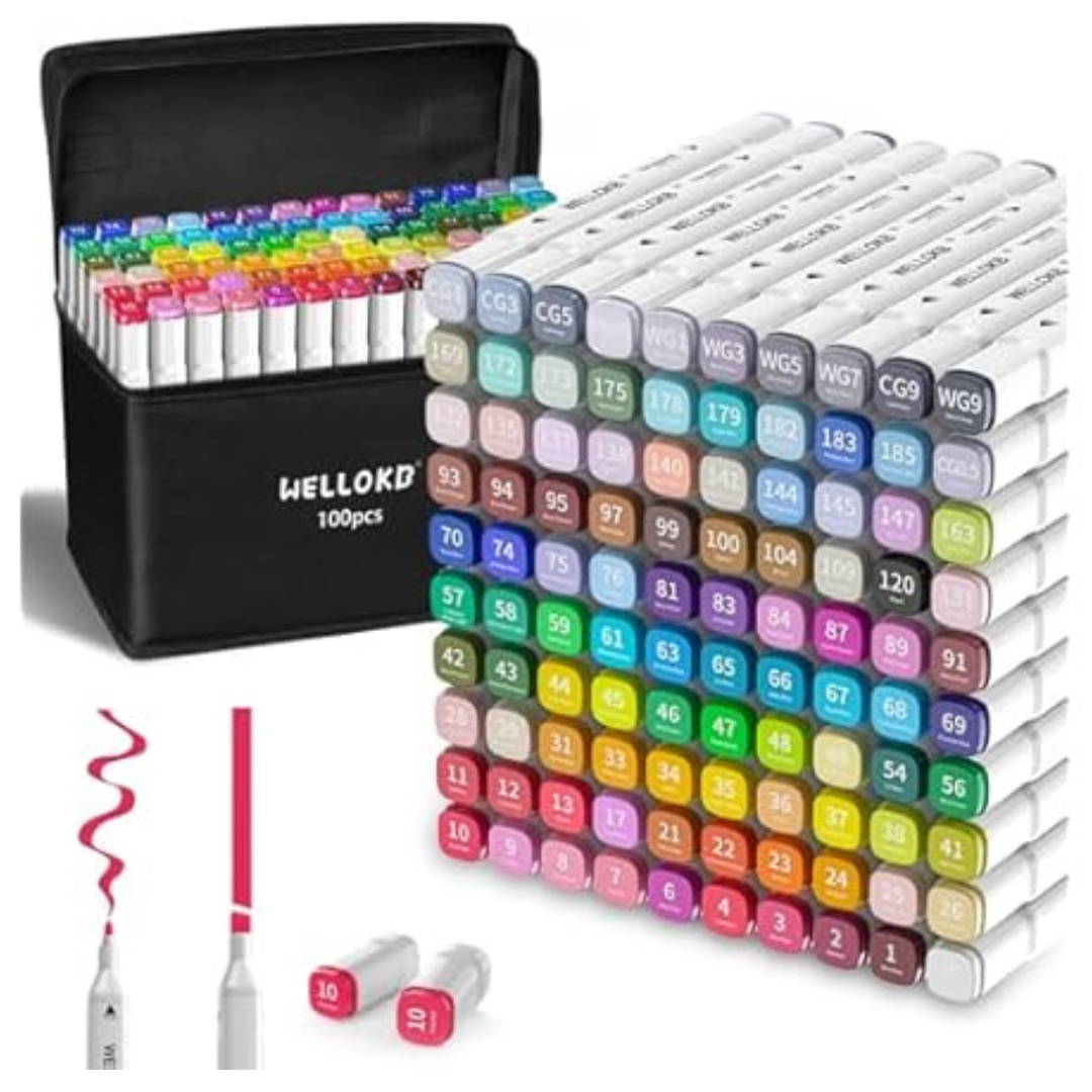 100-Count Wellokb Dual Tip Alcohol Markers