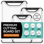 Set Of 3 Premium Thick Plastic Cutting Board Set