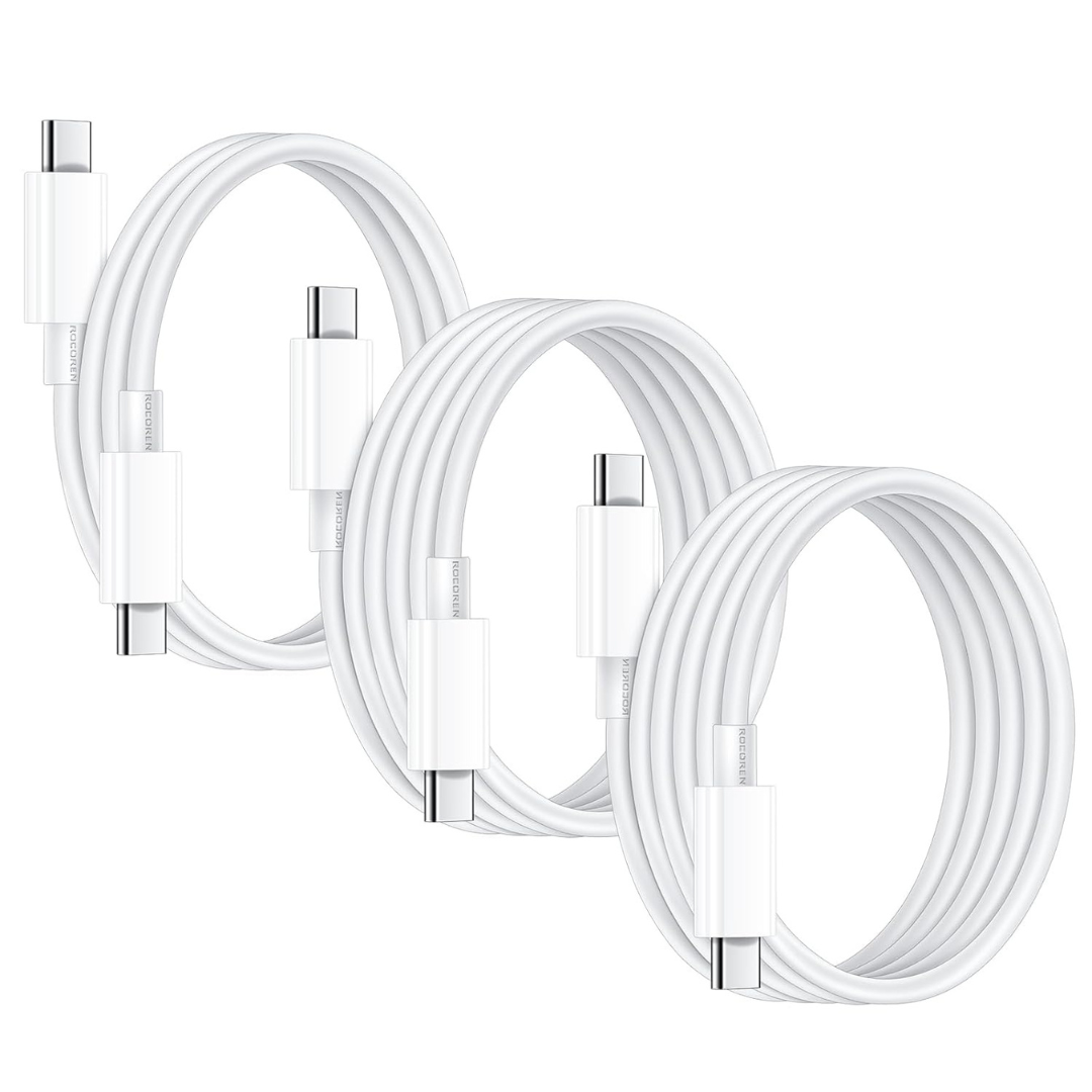 3-Pack Rocoren 60W USB-C To USB-C Cables (2x 6.6ft, 1x 3.3ft)