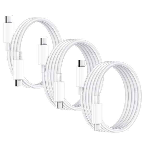 3-Pack Rocoren 60W USB-C To USB-C Cables (2x 6.6ft, 1x 3.3ft)