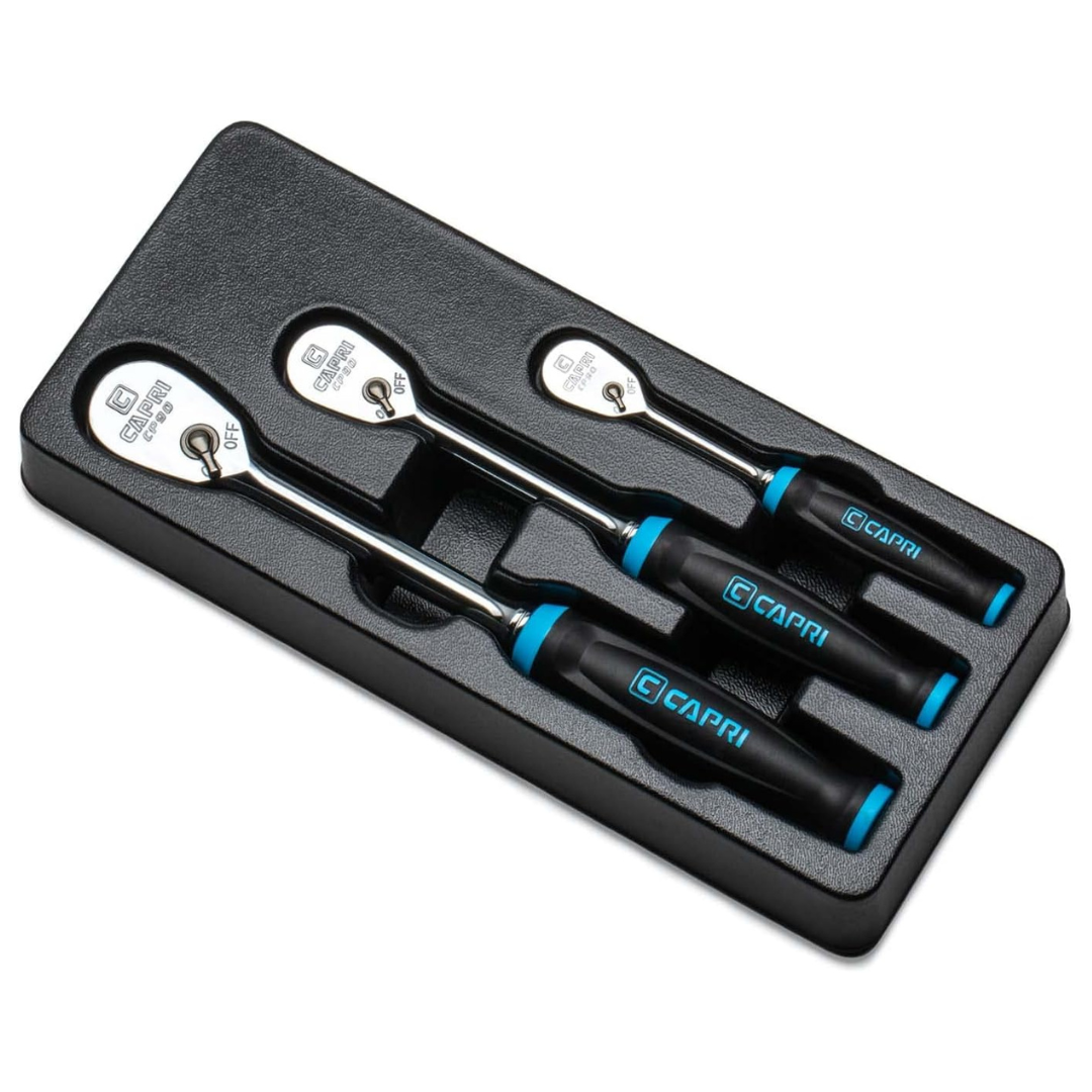 3-Piece Capri Tools Fine 90-Tooth Ratchet Set