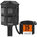 Outdoor Weatherproof Power Strip With 15 FT Extension Cord