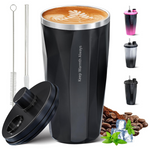 20oz Spill Proof Insulated Coffee Cup Tumbler With Lid And Straw