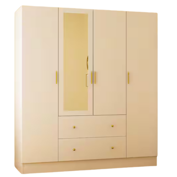 Fufu & Gaga 4-Door Armoires With Mirror (White)