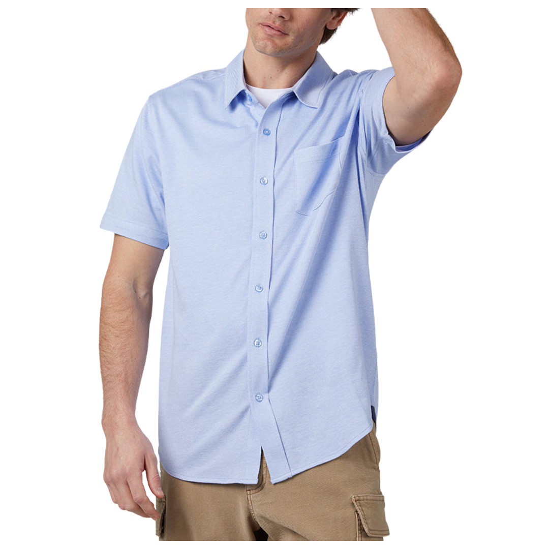 32 Degrees Men's Casual Knit Short Sleeve Button-up Shirt