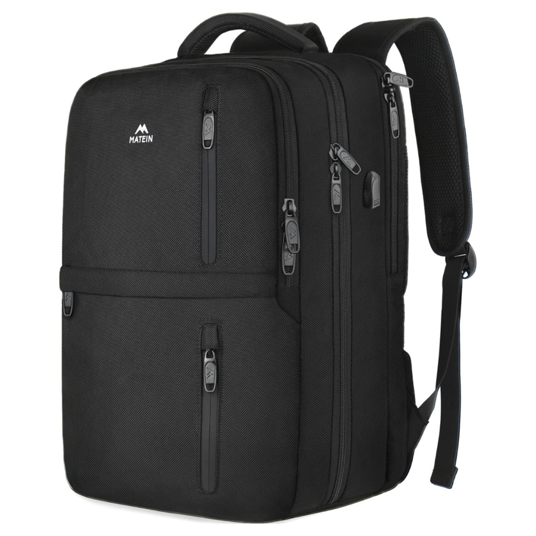 40L Matein Carry-On Travel Backpack W/USB Port & 17" Laptop Slot
