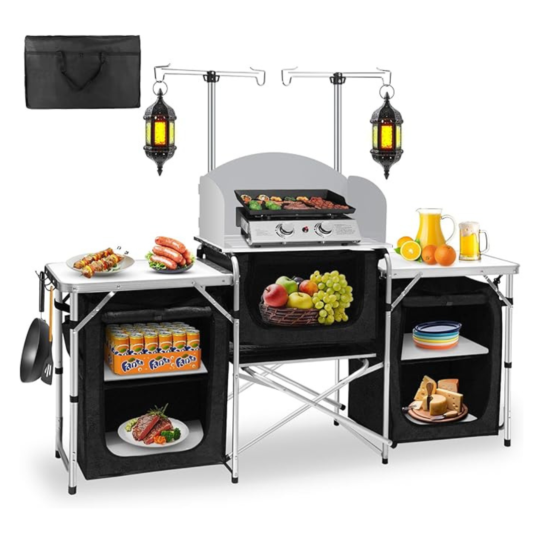 Aluminum Portable Outdoor Cooking Table With Storage