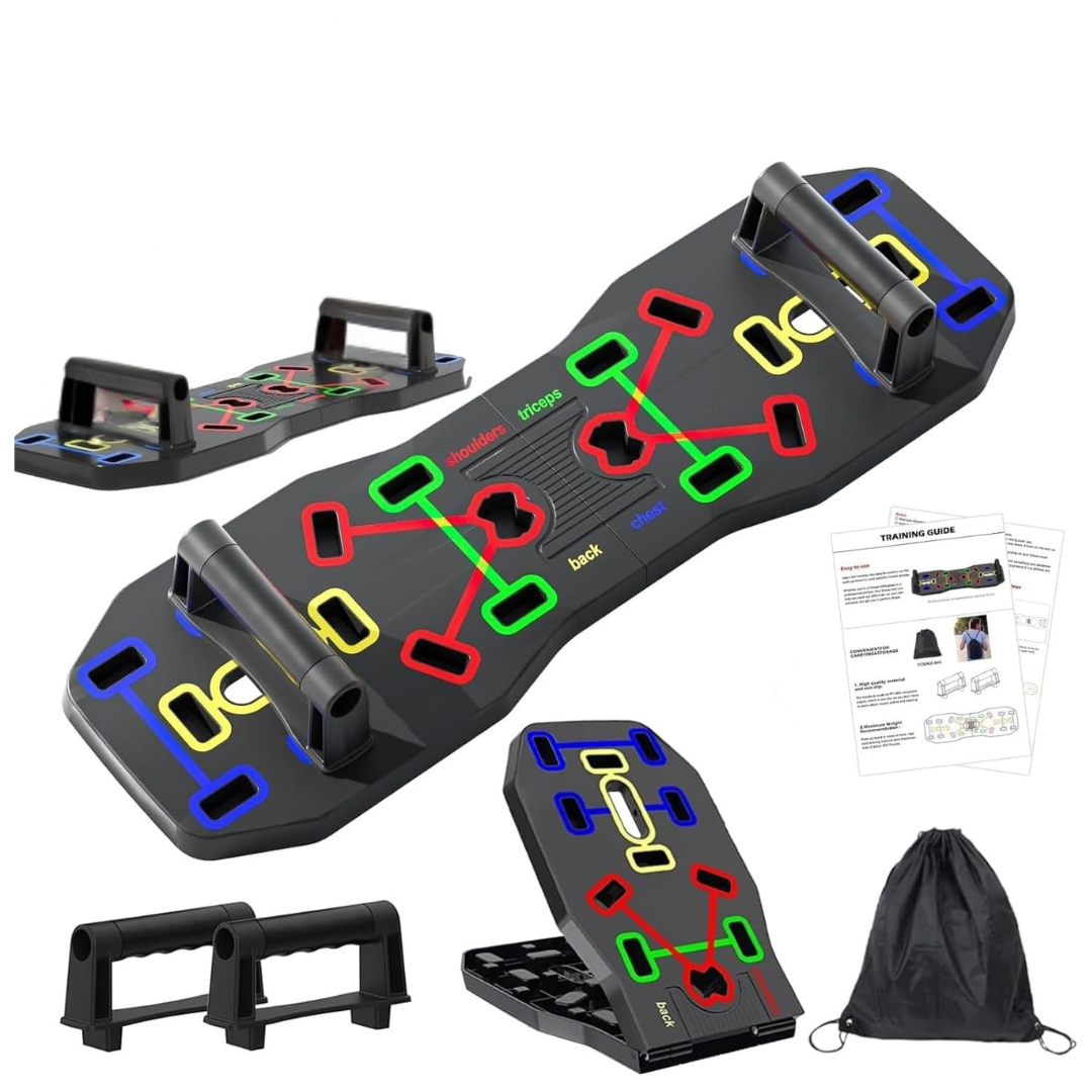 10-in-1 Foldable Push Up Board With Resistance Bands