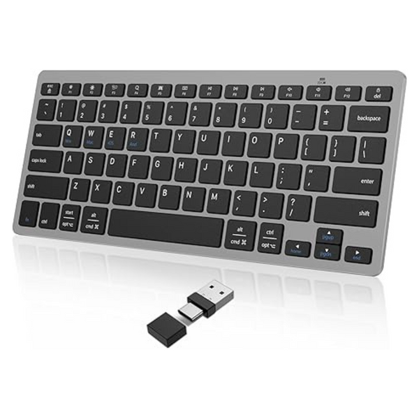 OMOTON 2.4G Wireless Keyboard With USB-A & Type C Dongle