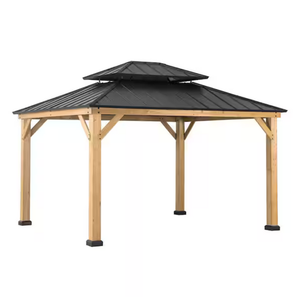 Crownhill 13 Ft. x 11 Ft. Hardtop Gazebo With Wood Posts
