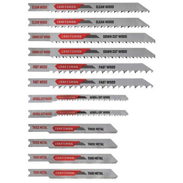 12-Piece Craftsman High Carbon Steel U-Shank Jig Saw Blade Set