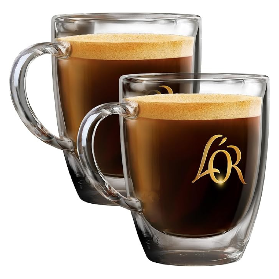 2-Set 13.2 Oz Double Wall Glass Coffee Mug Set