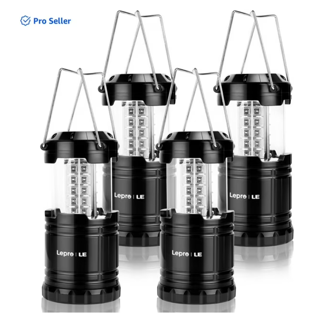 4-Pack Lepro LED Collapsible Camping Lantern