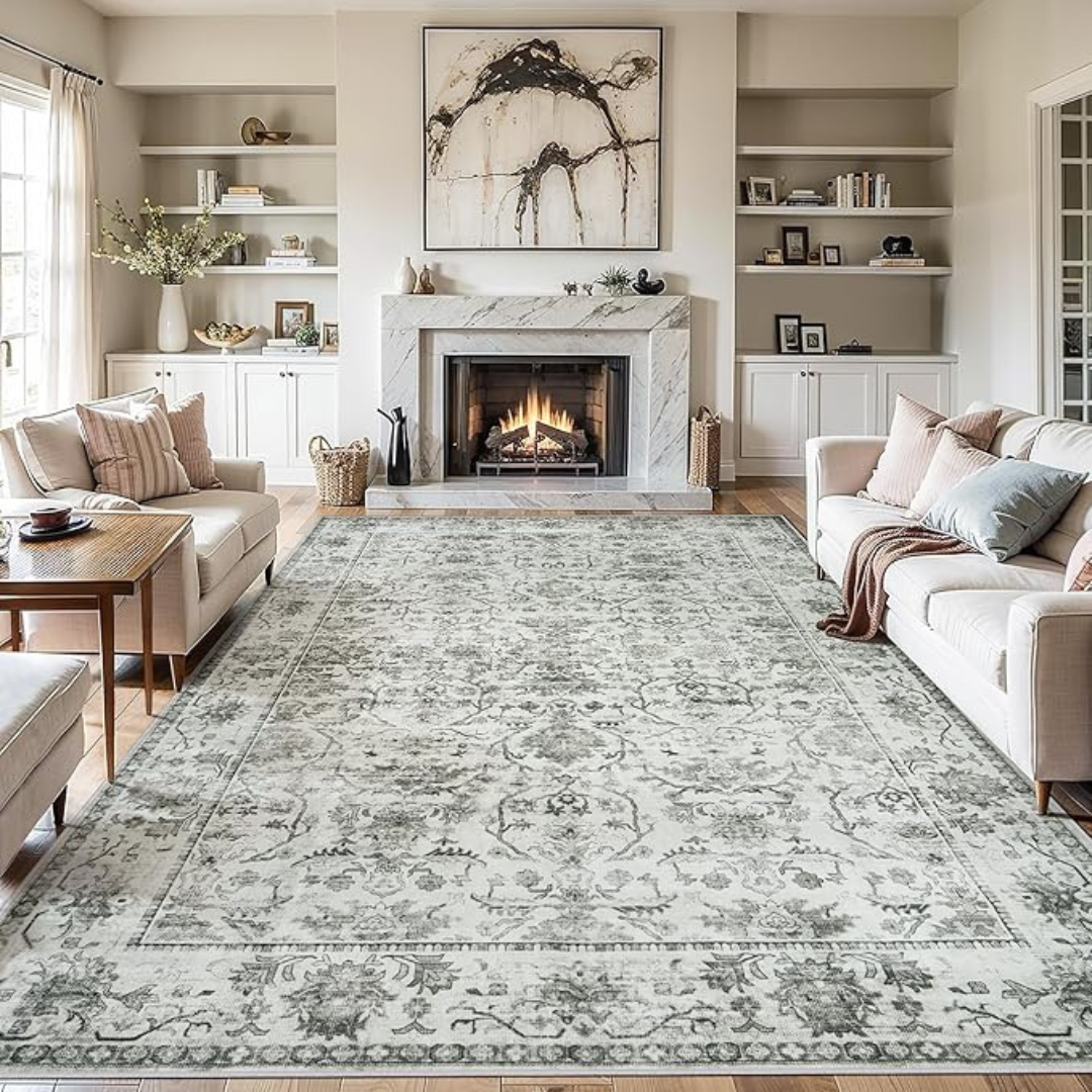 5x7ft Large Soft Washable Modern Aesthetic Floral Carpet