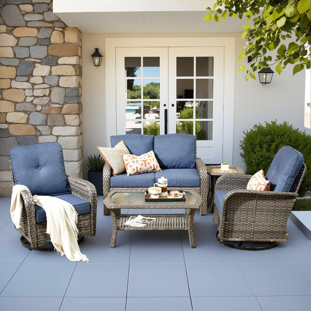 5-Piece Caodoc Outdoor Blue Cushion Furniture Set