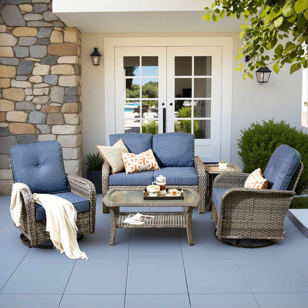 5-Piece Caodoc Outdoor Blue Cushion Furniture Set