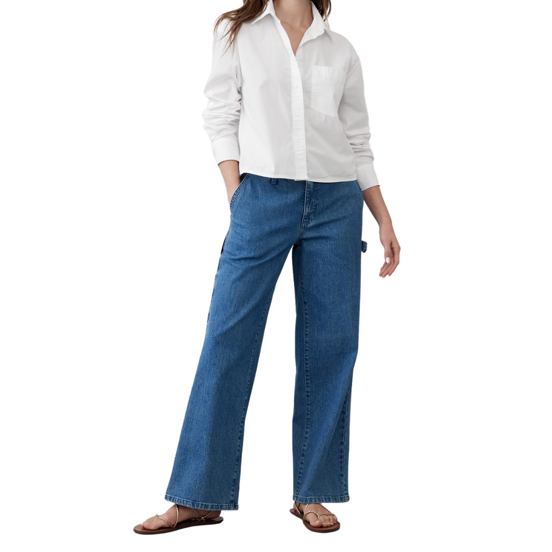Banana Republic Women's Boxy Button-Down Shirt (White)