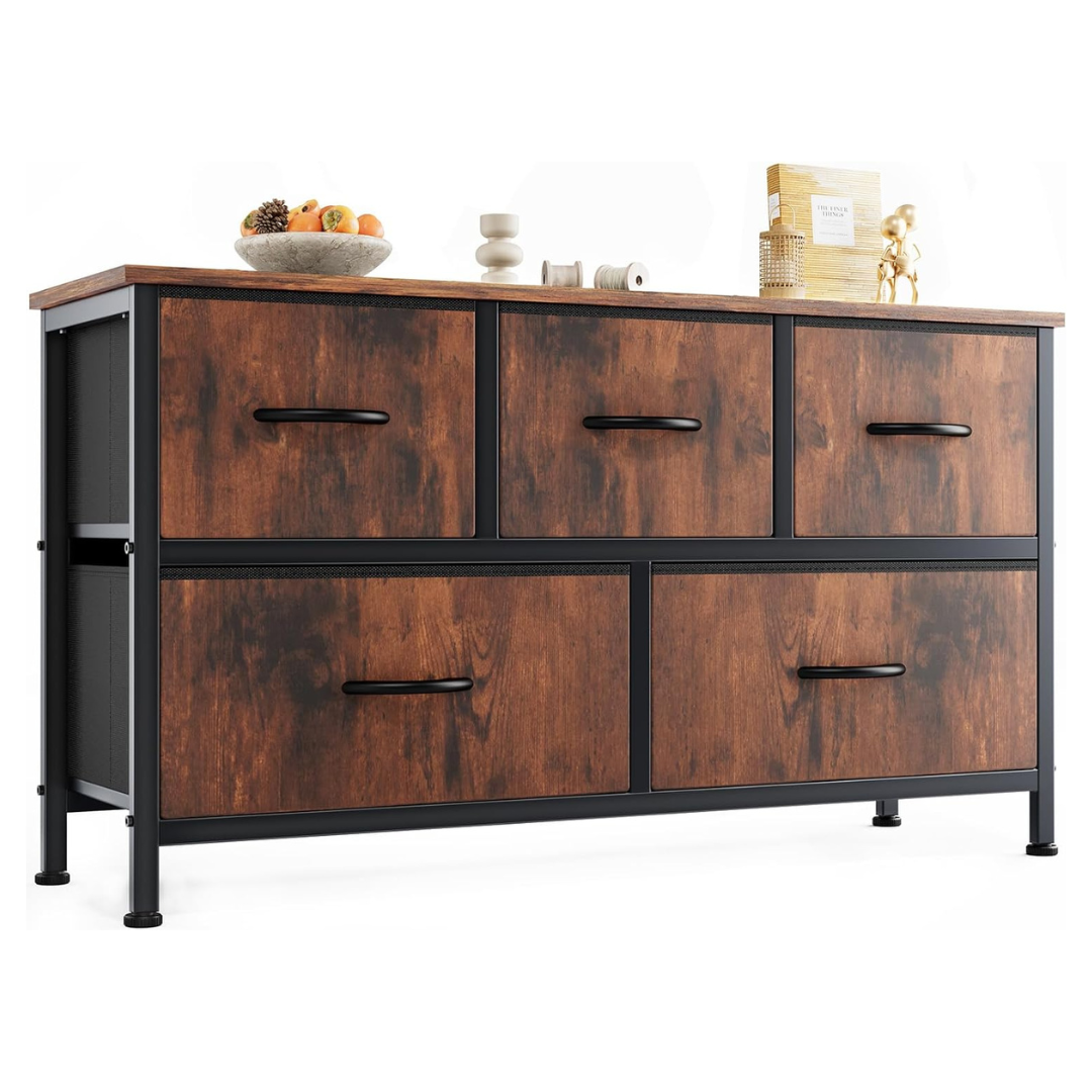 OLIXIS Organizer Storage 5 Chest Of Drawers With Fabric Bins