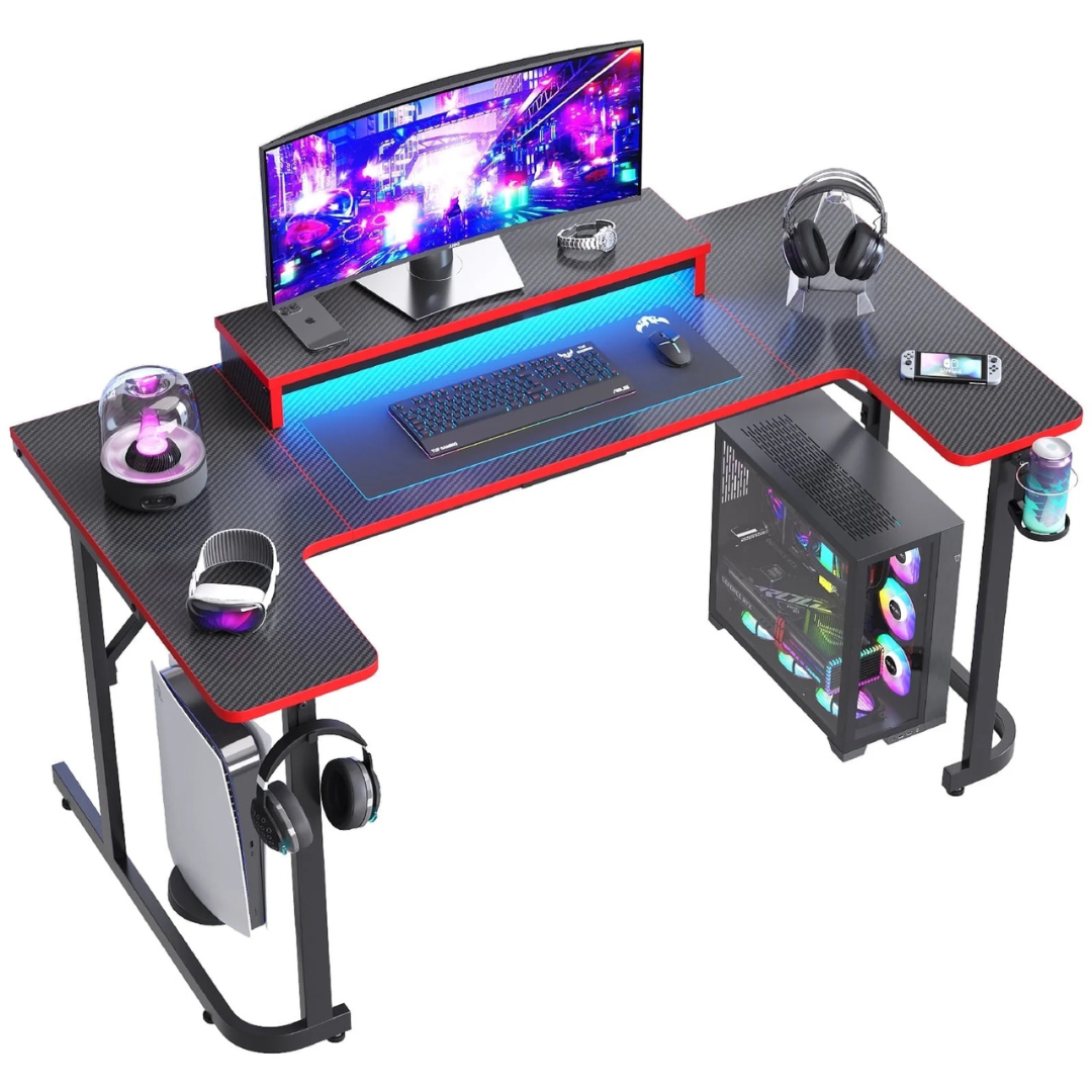 Bestier U-shaped Gaming Desk With Monitor Stand (2 Colors)