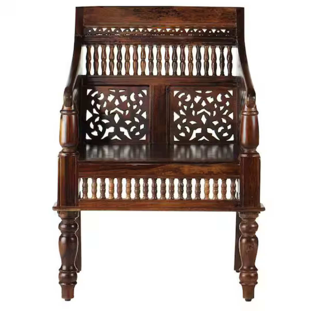 Wood Hand-Carved Arm Chair