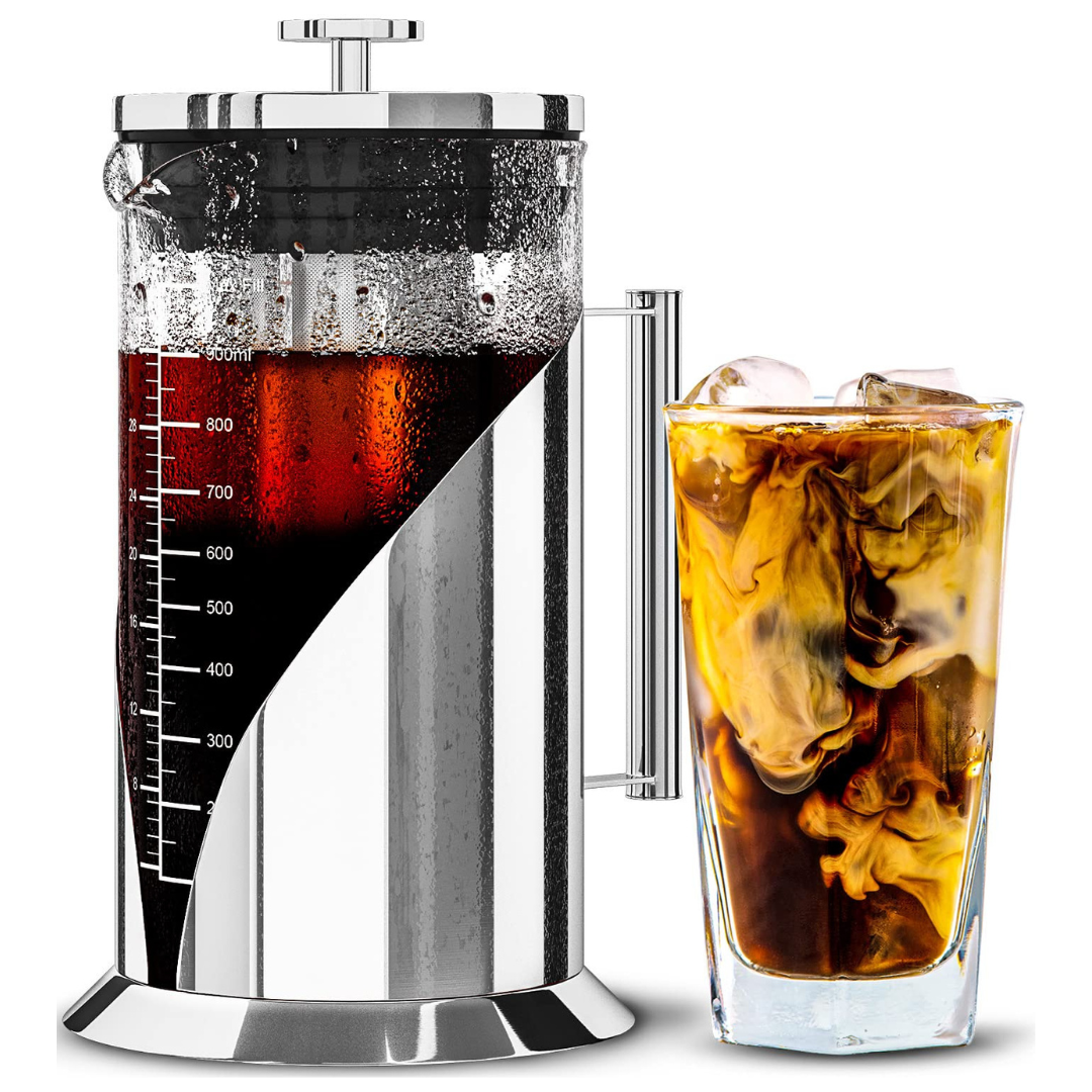 34-Ounce Cafe Du Chateau Borosilicate Glass And Stainless Cold Brew Coffee Maker