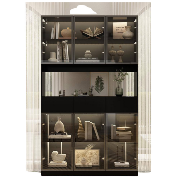 Black Wood 47.2" W Buffet Food Pantry With Hutch