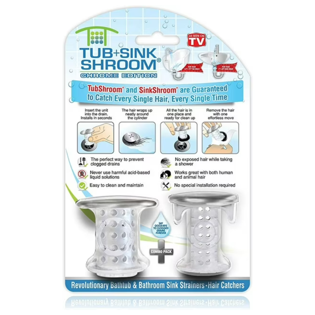 TubShroom Tub & Sink Shroom Clear Combo Pack