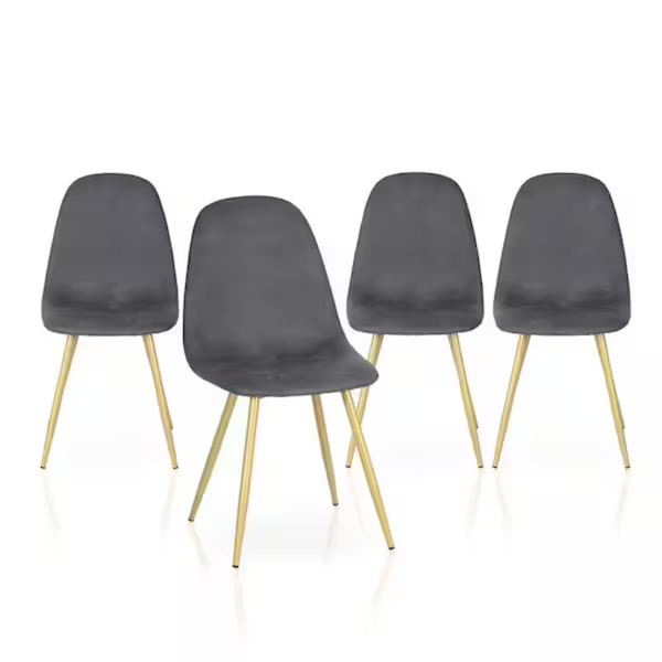 Set of 4 Adenmore Faux Leather Upholstered Dining Chair W/ Gold Metal Legs
