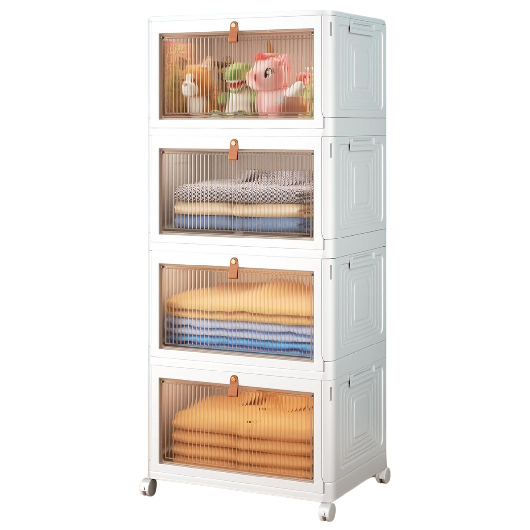 4-Tier Wise Oannes 23-Qt Stackable Plastic Storage Bins with Lids