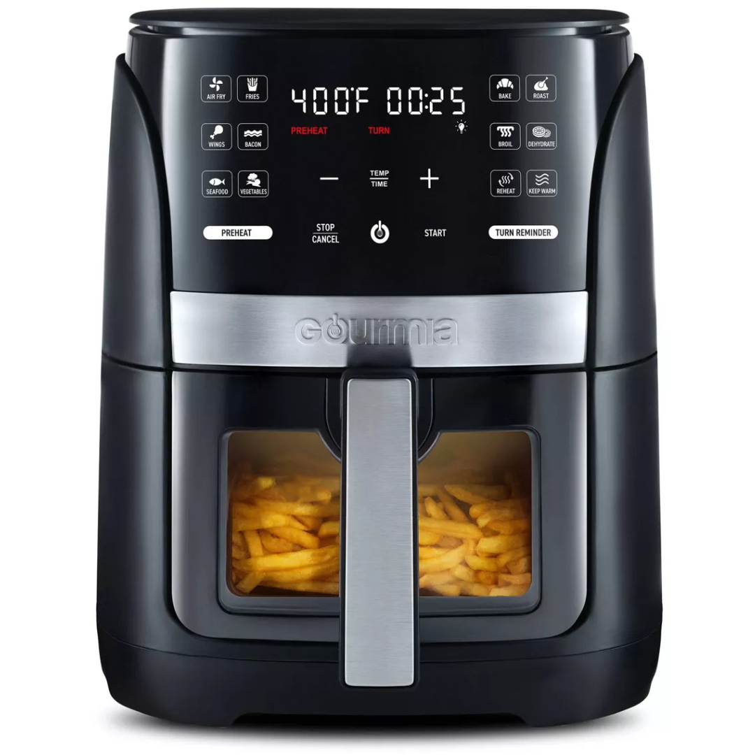 6-Qt Gourmia Digital Window Air Fryer with 12 Presets & Cooking Black