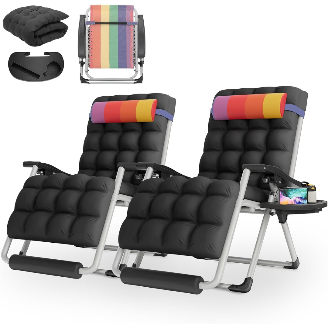 Set of 2 MoNiBloom 29" Oversized Zero Gravity Lounge Chairs