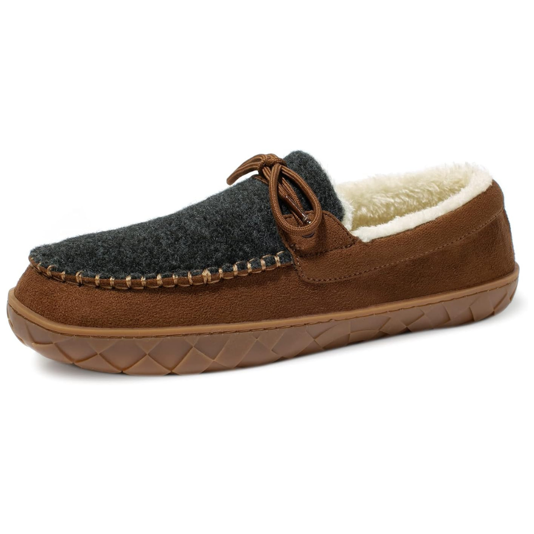 Men's Warm Furry Moccasin Slippers With Anti-Skid Outsole