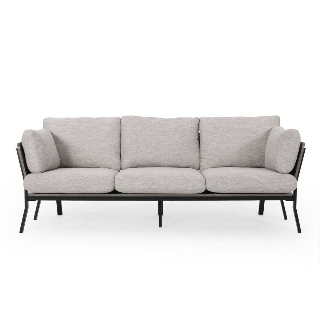 Noble House Carvel 80.25 Inch Solid Fabric 3-Seat Lawson Sofa