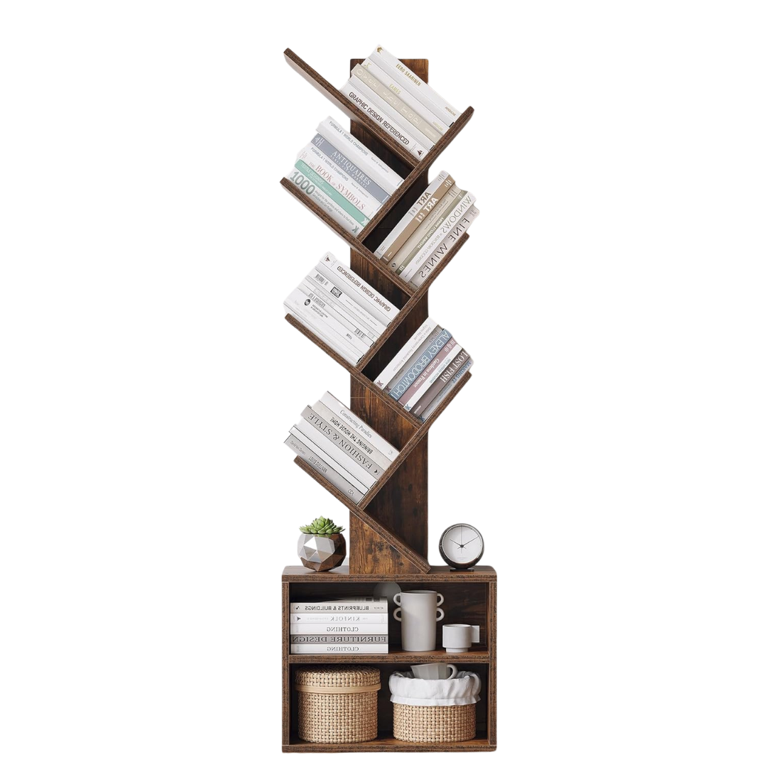 Sunmory 6 Tier Small Bookcase With Storage Cabinet