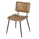 Set Of 4 Blackburn Mid-Century Cognac Faux Leather Dining Chairs