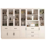 White Wood 110.2" W Buffet Combination Kitchen Cabinet