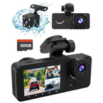 4K+1080P Front & Rear Inside 3 Channel Cars Dash Cam