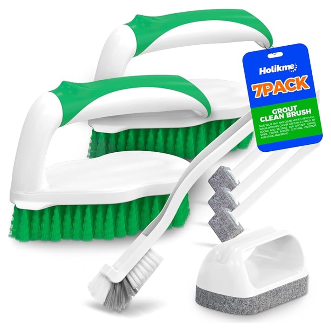 7-Pack Deep Cleaning Brush Set With Scraper Tip & Scouring Pads