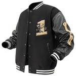 Gray Monster Men's Vintage Skeleton Embroidery Bomber Jacket