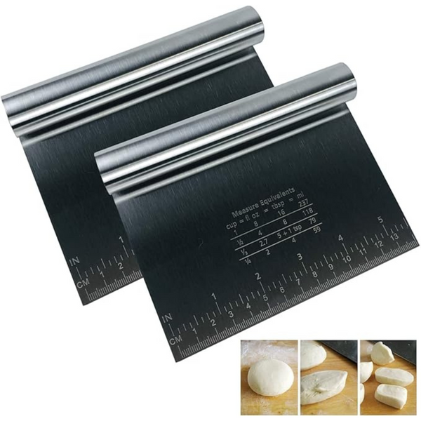 2-Pack Food Grade Stainless Steel Bench Scraper
