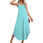 Women's Sleeveless Halter Neck Loose Flowy Maxi Dresses (Various)