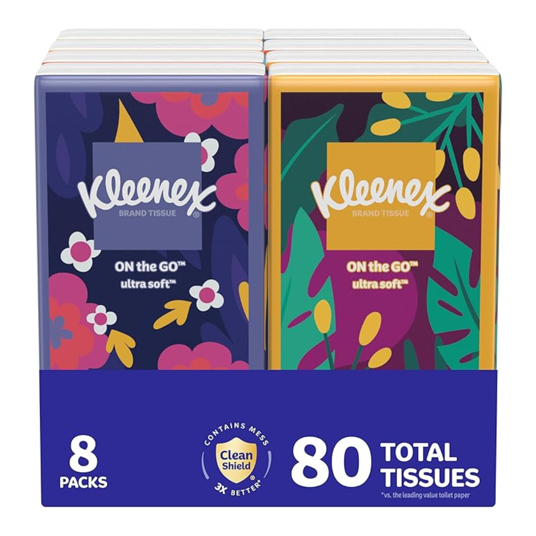 8-Pack 10-Count Kleenex Ultra On-The-Go Tissue Pocket Packs