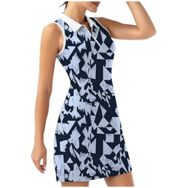 FKEEP Women's Sport Zipper V-Neck Golf Tennis Dress