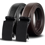2-Pack Men's Leather Ratchet Belts with Click Buckle