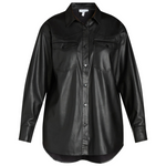 Sofia Jeans Women's Sofia Oversized Faux Leather Boyfriend Shirt